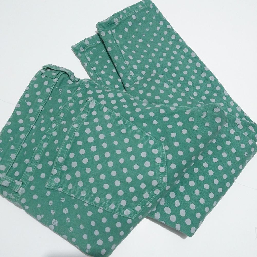 Current Elliott green dot crop jeans vintag